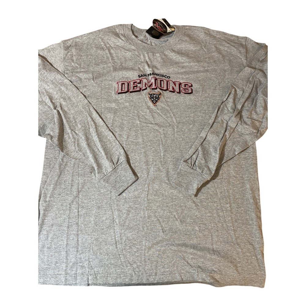XFL San‎ Francisco Demons long sleeve gray T-shirt 2xl embroidered Lettering NOS